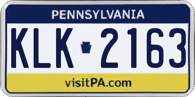 PA license plate KLK2163