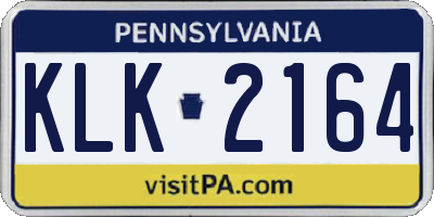 PA license plate KLK2164
