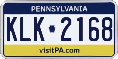 PA license plate KLK2168