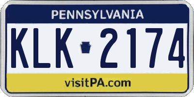 PA license plate KLK2174