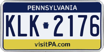 PA license plate KLK2176