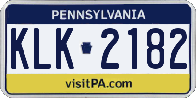 PA license plate KLK2182