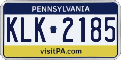 PA license plate KLK2185