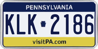 PA license plate KLK2186