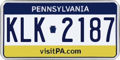 PA license plate KLK2187