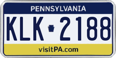 PA license plate KLK2188