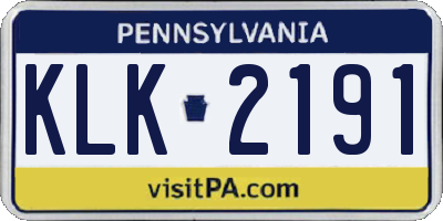 PA license plate KLK2191