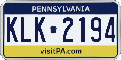 PA license plate KLK2194