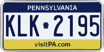 PA license plate KLK2195