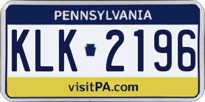 PA license plate KLK2196