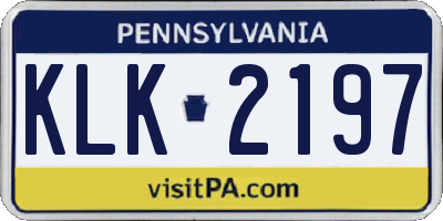 PA license plate KLK2197