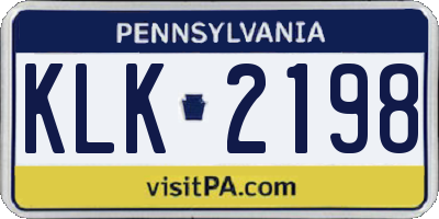 PA license plate KLK2198