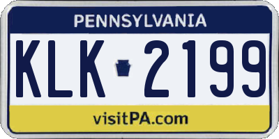 PA license plate KLK2199