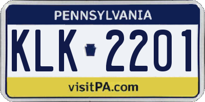PA license plate KLK2201