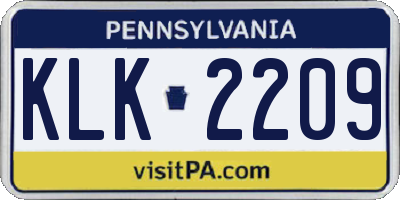 PA license plate KLK2209
