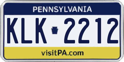 PA license plate KLK2212
