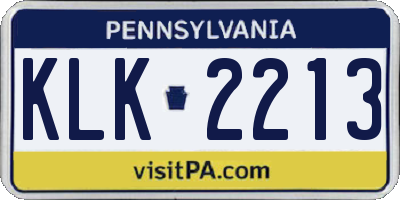 PA license plate KLK2213