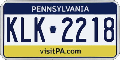 PA license plate KLK2218