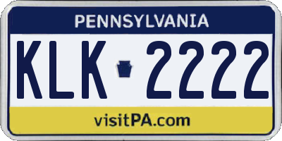 PA license plate KLK2222