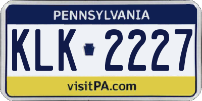 PA license plate KLK2227