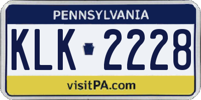 PA license plate KLK2228
