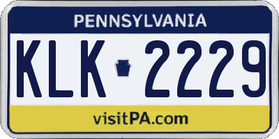 PA license plate KLK2229