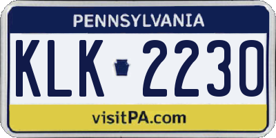 PA license plate KLK2230