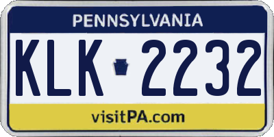 PA license plate KLK2232