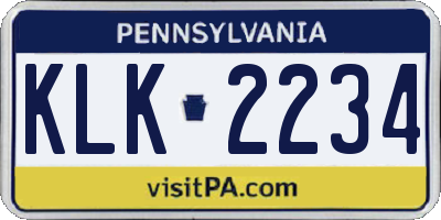 PA license plate KLK2234
