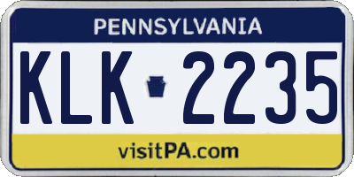 PA license plate KLK2235