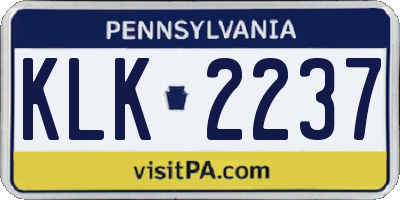 PA license plate KLK2237