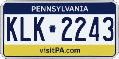 PA license plate KLK2243