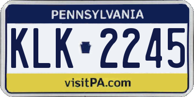 PA license plate KLK2245