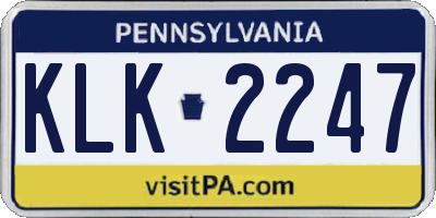 PA license plate KLK2247