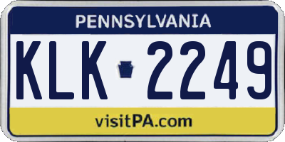PA license plate KLK2249