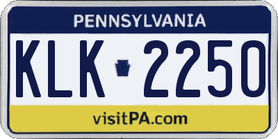 PA license plate KLK2250