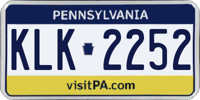 PA license plate KLK2252