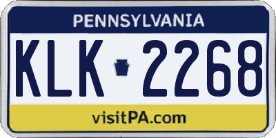 PA license plate KLK2268
