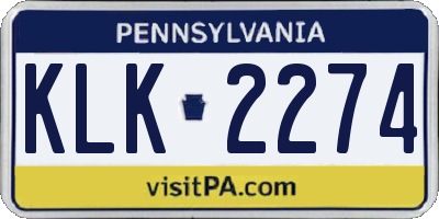 PA license plate KLK2274