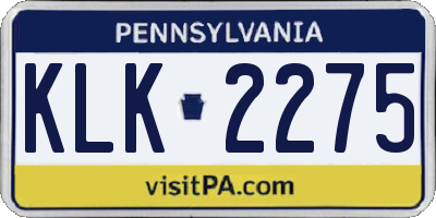 PA license plate KLK2275