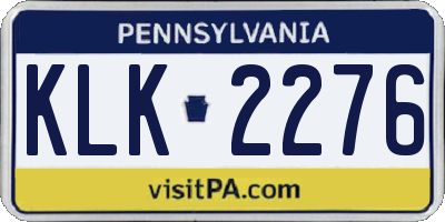 PA license plate KLK2276