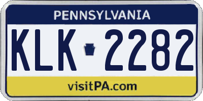 PA license plate KLK2282