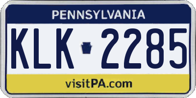 PA license plate KLK2285