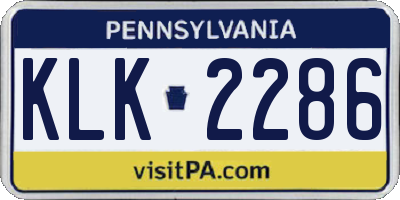 PA license plate KLK2286