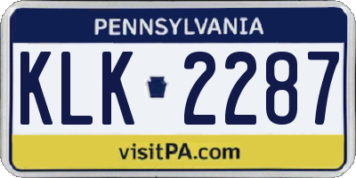 PA license plate KLK2287