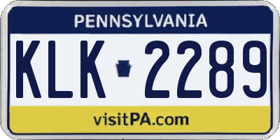 PA license plate KLK2289