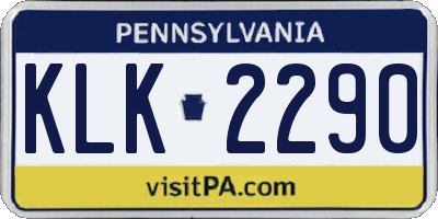 PA license plate KLK2290