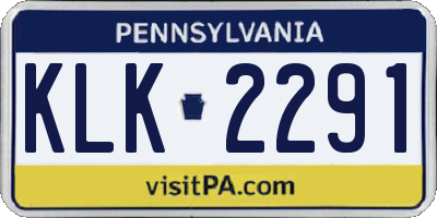 PA license plate KLK2291