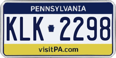 PA license plate KLK2298