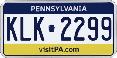 PA license plate KLK2299